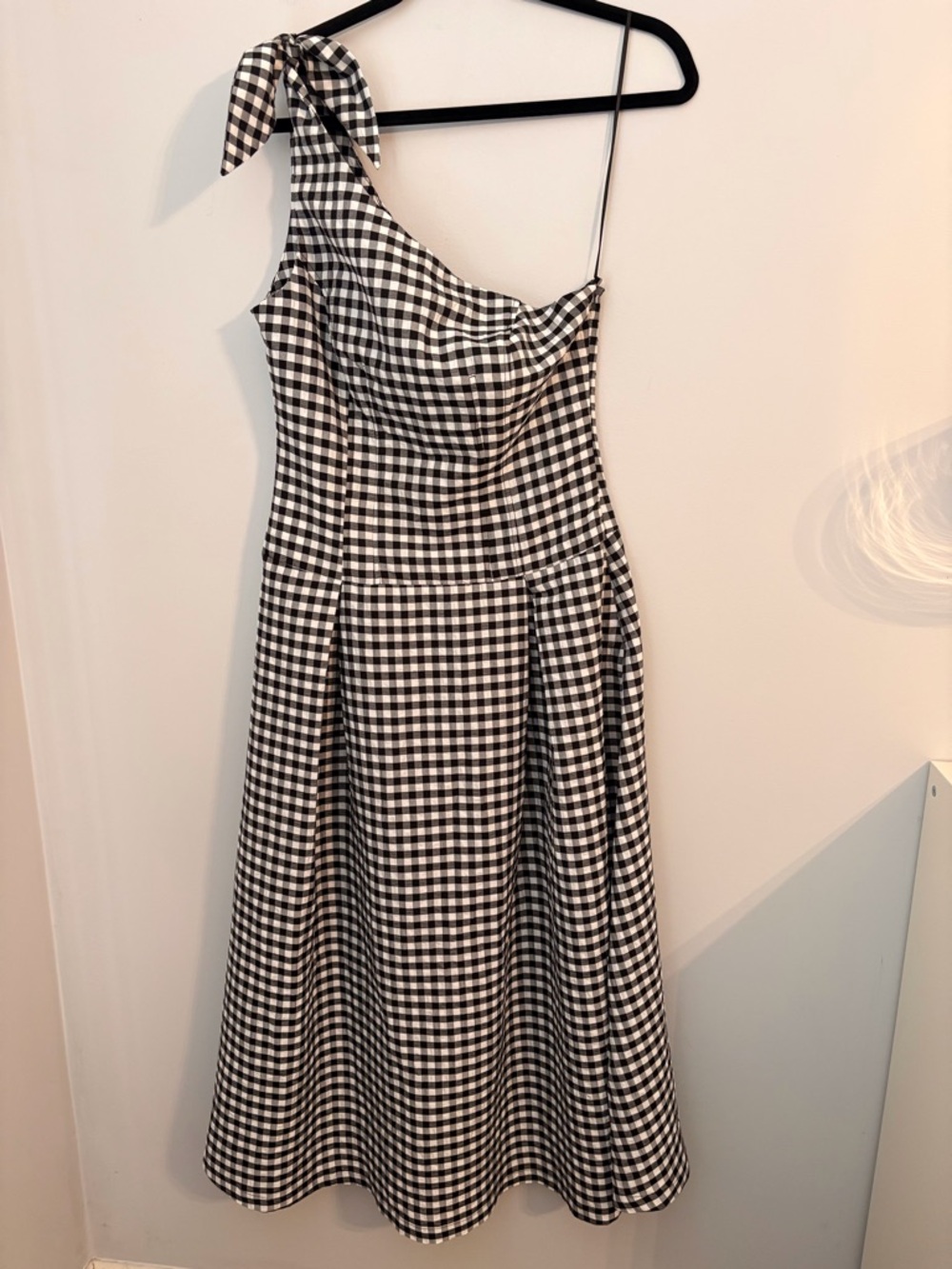 Anthropologie One Shoulder Black & White Gingham Dress Small NWT - Picture 7 of 12